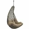 Modway Abate Outdoor Patio Swing Chair Without Stand in Black Mocha - Closeup Front Side Angle - Modway Abate Outdoor Patio Swing Chair Without Stand in Black Mocha - Closeup Front Side Angle