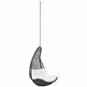 Modway Abate Outdoor Patio Swing Chair Without Stand in Gray White - Front Side Angle - Modway Abate Outdoor Patio Swing Chair Without Stand in Gray White - Front Side Angle