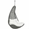 Modway Abate Outdoor Patio Swing Chair Without Stand in Gray White - Closeup Front Side Angle - Modway Abate Outdoor Patio Swing Chair Without Stand in Gray White - Closeup Front Side Angle