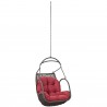 Modway Arbor Outdoor Patio Swing Chair Without Stand in Red - Front Side Angle