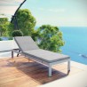 Modway Shore Outdoor Patio Aluminum Chaise with Cushions - Silver Gray - Lifestyle