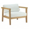 Modway Bayport Outdoor Patio Teak Armchair - Natural White - Front Side Angle