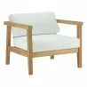 Modway Bayport Outdoor Patio Teak Armchair - Natural White - Front Side Angle - Modway Bayport Outdoor Patio Teak Armchair - Natural White - Front Side Angle