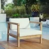 Modway Bayport Outdoor Patio Teak Armchair - Natural White - Lifestyle - Modway Bayport Outdoor Patio Teak Armchair - Natural White - Lifestyle