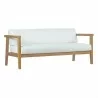 Modway Bayport Outdoor Patio Teak Sofa - Natural White - Front Side Angle - Modway Bayport Outdoor Patio Teak Sofa - Natural White - Front Side Angle