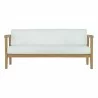 Modway Bayport Outdoor Patio Teak Sofa - Natural White - Front Angle - Modway Bayport Outdoor Patio Teak Sofa - Natural White - Front Angle