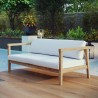 Modway Bayport Outdoor Patio Teak Sofa - Natural White - Lifestyle