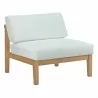 Modway Bayport Outdoor Patio Teak Armless - Natural White - Front Side Angle - Modway Bayport Outdoor Patio Teak Armless - Natural White - Front Side Angle