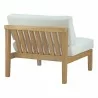 Modway Bayport Outdoor Patio Teak Armless - Natural White - Back Side Angle - Modway Bayport Outdoor Patio Teak Armless - Natural White - Back Side Angle