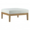 Modway Bayport Outdoor Patio Teak Ottoman - Natural White - Front Side Angle