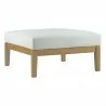 Modway Bayport Outdoor Patio Teak Ottoman - Natural White - Front Side Angle - Modway Bayport Outdoor Patio Teak Ottoman - Natural White - Front Side Angle