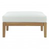 Modway Bayport Outdoor Patio Teak Ottoman - Natural White - Front Angle