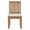 Modway Marina Outdoor Patio Teak Dining Chair - Natural White - Front Angle