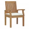 Modway Marina Outdoor Patio Teak Dining Chair - Natural White - Front Side Angle