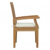 Modway Marina Outdoor Patio Teak Dining Chair - Natural White - Side Angle