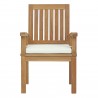 Modway Marina Outdoor Patio Teak Dining Chair - Natural White - Front Angle