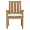 Modway Marina Outdoor Patio Teak Dining Chair - Natural White - Front Angle - Modway Marina Outdoor Patio Teak Dining Chair - Natural White - Front Angle