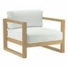 Modway Upland Outdoor Patio Teak Armchair - Natural White - Front Side Angle - Modway Upland Outdoor Patio Teak Armchair - Natural White - Front Side Angle