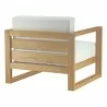 Modway Upland Outdoor Patio Teak Armchair - Natural White - Back Side Angle - Modway Upland Outdoor Patio Teak Armchair - Natural White - Back Side Angle