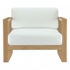 Modway Upland Outdoor Patio Teak Armchair - Natural White - Front Angle