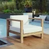Modway Upland Outdoor Patio Teak Armchair - Natural White - Lifestyle - Modway Upland Outdoor Patio Teak Armchair - Natural White - Lifestyle