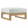 Modway Upland Outdoor Patio Teak Ottoman - Natural White - Front Side Angle