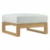 Modway Upland Outdoor Patio Teak Ottoman - Natural White - Front Side Angle - Modway Upland Outdoor Patio Teak Ottoman - Natural White - Front Side Angle