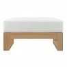 Modway Upland Outdoor Patio Teak Ottoman - Natural White - Side Angle - Modway Upland Outdoor Patio Teak Ottoman - Natural White - Side Angle