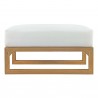 Modway Upland Outdoor Patio Teak Ottoman - Natural White - Front Angle