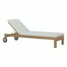 Modway Upland Outdoor Patio Teak Chaise - Natural White - Headrest Adjusted in Front Side Angle - Modway Upland Outdoor Patio Teak Chaise - Natural White - Headrest Adjusted in Front Side Angle