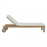 Modway Upland Outdoor Patio Teak Chaise - Natural White - Headrest Adjusted in Front Angle 