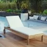 Modway Upland Outdoor Patio Teak Chaise - Natural White - Lifestyle - Modway Upland Outdoor Patio Teak Chaise - Natural White - Lifestyle
