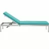 Modway Shore 3 Piece Outdoor Patio Aluminum Chaise with Cushions - Silver Turquoise - Lounge Chair in Front Angle - Modway Shore 3 Piece Outdoor Patio Aluminum Chaise with Cushions - Silver Turquoise - Lounge Chair in Front Angle