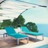 Modway Shore 3 Piece Outdoor Patio Aluminum Chaise with Cushions - Silver Turquoise - Lifestyle - Modway Shore 3 Piece Outdoor Patio Aluminum Chaise with Cushions - Silver Turquoise - Lifestyle