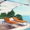 Modway Shore Chaise with Cushions Outdoor Patio Aluminum in Silver Orange -  Set of Two - Lifestyle