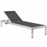 Modway Shore Chaise with Cushions Outdoor Patio Aluminum in Silver Turquoise - Set of Four - Seat Only in Front Side Angle - Modway Shore Chaise with Cushions Outdoor Patio Aluminum in Silver Turquoise - Set of Four - Seat Only in Front Side Angle