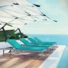 Modway Shore Chaise with Cushions Outdoor Patio Aluminum in Silver Turquoise - Set of Four - Lifestyle - Modway Shore Chaise with Cushions Outdoor Patio Aluminum in Silver Turquoise - Set of Four - Lifestyle