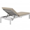 Modway Shore Chaise with Cushions Outdoor Patio Aluminum in Silver Beige - Back Side Angle