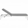 Modway Shore Chaise with Cushions Outdoor Patio Aluminum in Silver Gray - Front Angle