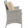 Modway Bridge 4 Piece Outdoor Patio Patio Conversation Set with Pillow Set - Light Gray Beige - Loveseat in Side Angle