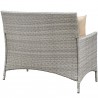 Modway Bridge 4 Piece Outdoor Patio Patio Conversation Set with Pillow Set - Light Gray Beige - Loveseat in Back Side Angle
