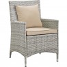 Modway Bridge 4 Piece Outdoor Patio Patio Conversation Set with Pillow Set - Light Gray Beige - Armchair in Front Side Angle