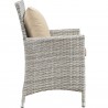 Modway Bridge 4 Piece Outdoor Patio Patio Conversation Set with Pillow Set - Light Gray Beige - Armchair in Side Angle