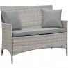 Modway Bridge 4 Piece Outdoor Patio Patio Conversation Set with Pillow Set - Light Gray Gray - Loveseat in Front Side Angle