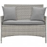 Modway Bridge 4 Piece Outdoor Patio Patio Conversation Set with Pillow Set - Light Gray Gray - Loveseat in Front Angle