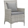Modway Bridge 4 Piece Outdoor Patio Patio Conversation Set with Pillow Set - Light Gray Gray - Armchair in Front Side Angle