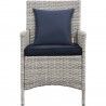 Modway Bridge 4 Piece Outdoor Patio Patio Conversation Set with Pillow Set - Light Gray Navy - Armchair in Front Angle