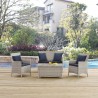 Modway Bridge 4 Piece Outdoor Patio Patio Conversation Set with Pillow Set - Light Gray Navy - Lifestyle
