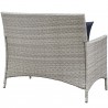 Modway Bridge 4 Piece Outdoor Patio Patio Conversation Set with Pillow Set - Light Gray Navy - Loveseat in Back Side Angle