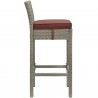 Modway Conduit Outdoor Patio Wicker Rattan Bar Stool in Light Gray Currant - Side Angle